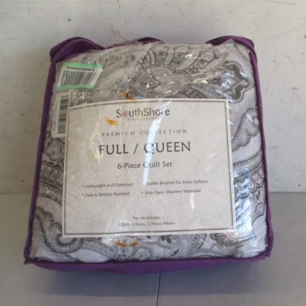 Southshore 6 Piece Grey & White Paisly Print Quilt Set